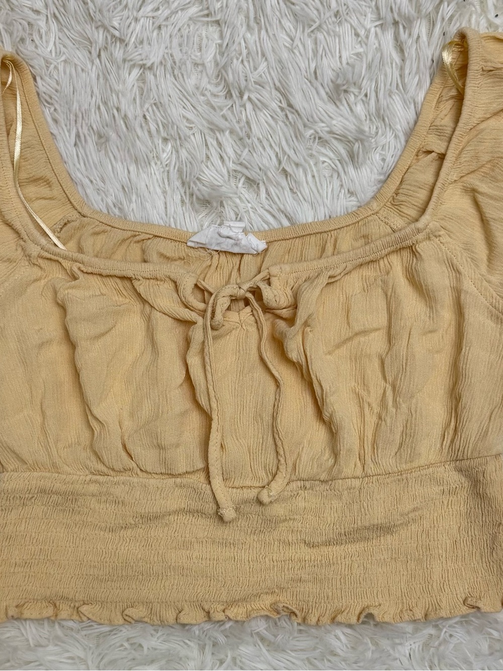 Pink Rose Pale Yellow Tie-Front Crop Top